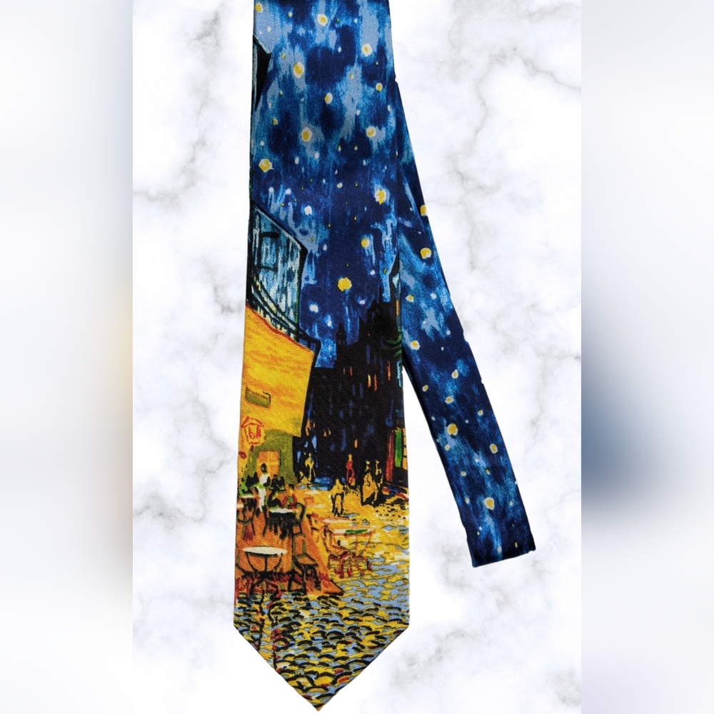 Vincent Van Gogh's Cafe Terrace 100%Silk Tie